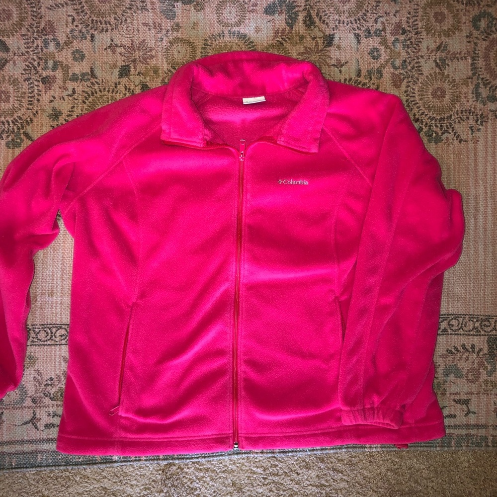 Columbia Pink 2X Zip Up Jacket With Pockets